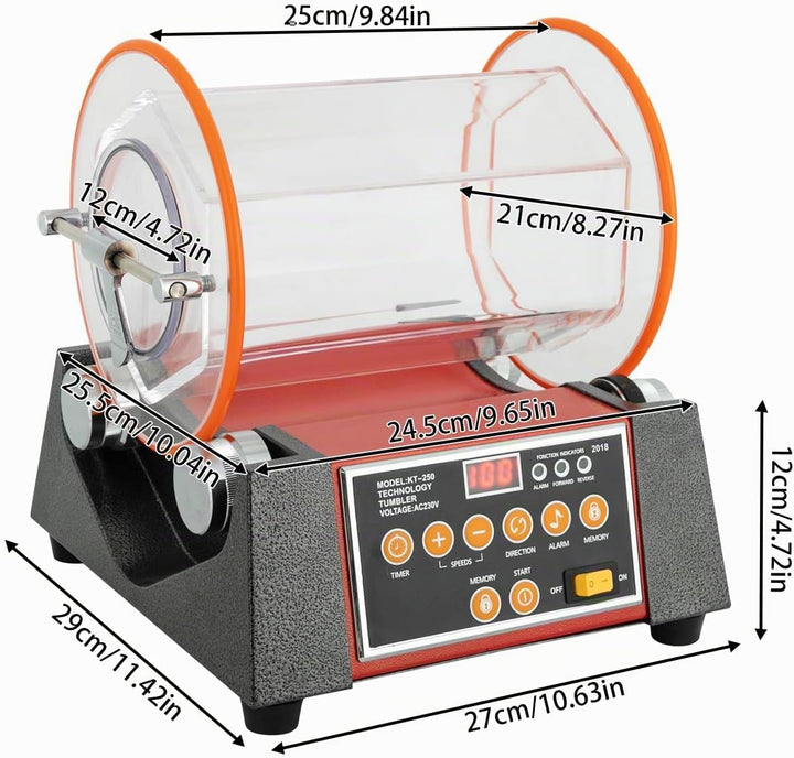 Digitalanzeige Schmuckpoliermaschine YUNRUX KT250 Poliertrommel Labor-Kugelmühle Poliermaschinen Ele