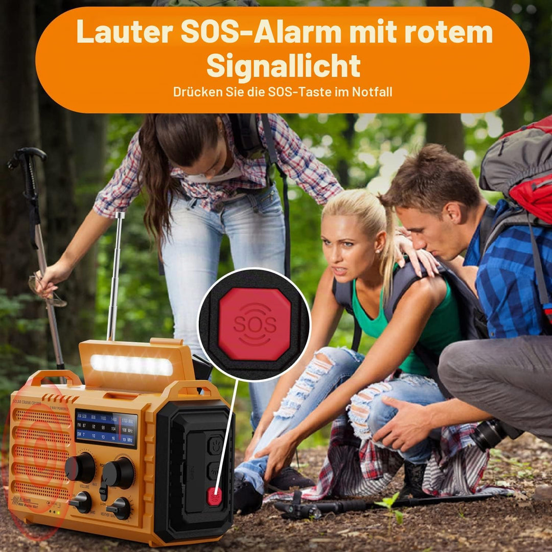 Tragbare Solar Radio, Notfall Radio mit Kurbel, Dynamo Wetter AM/FM/SW Radio,4000mAh Wiederaufladbar