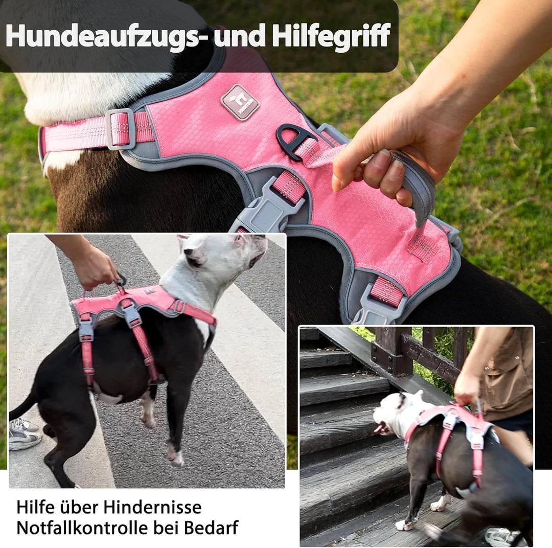 Huntboo Panikgeschirr für Hunde, Hundegeschirr Grosse Hunde, hEeflektierendes Geschirr mit Gepolster