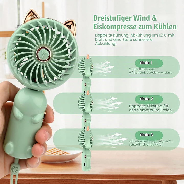 Gukasxi Tragbarer Handventilator Faltbarer Mini USB Ventilator mit Wiederaufladbarem Akku Klein 3-Ga