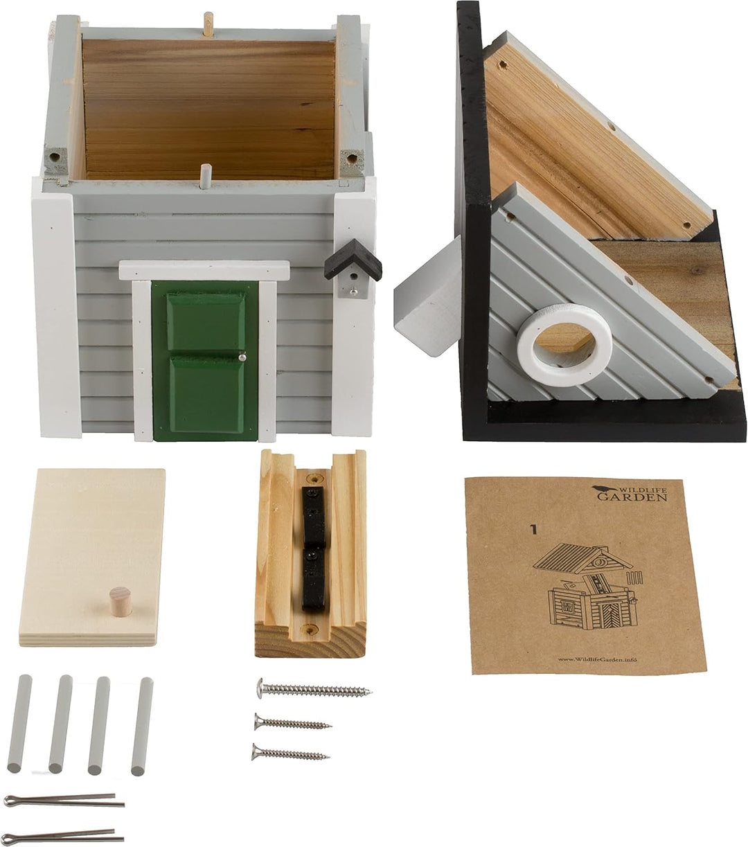Wildlife Garden WG119 Multiholk Graues Haus - Der Kombinierte Futtertisch und Nistkasten aus Holz