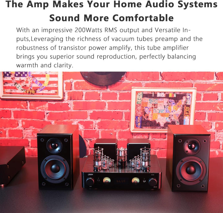 Juson Audio JTA100 2025 200 W Vakuum Röhrenverstärker Integrierter Hybrid mit BT 5.0, OPT AUX,COAX,P
