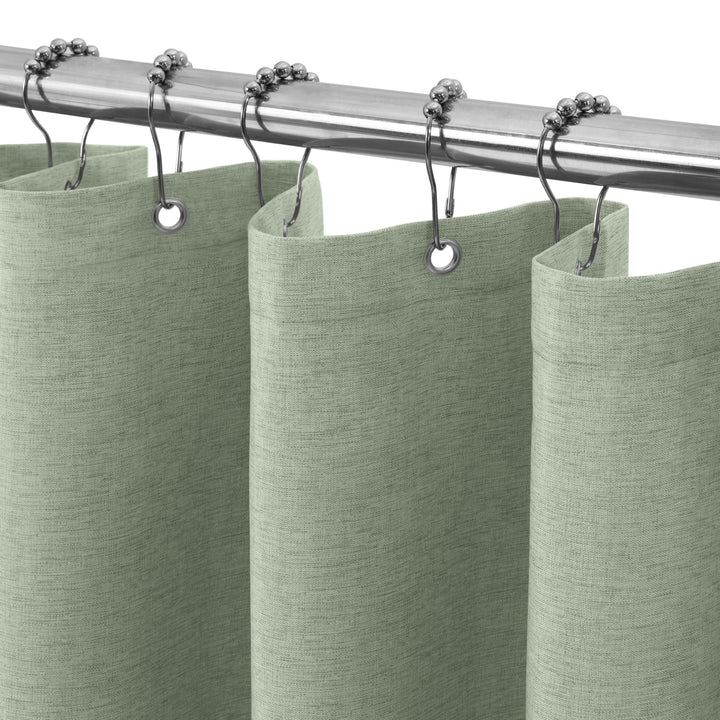 VANZAVANZU Duschvorhang Schmaler Leinen 92 x 182 cm mit Metall Duschvorhangringe Schwerer Stoff Text