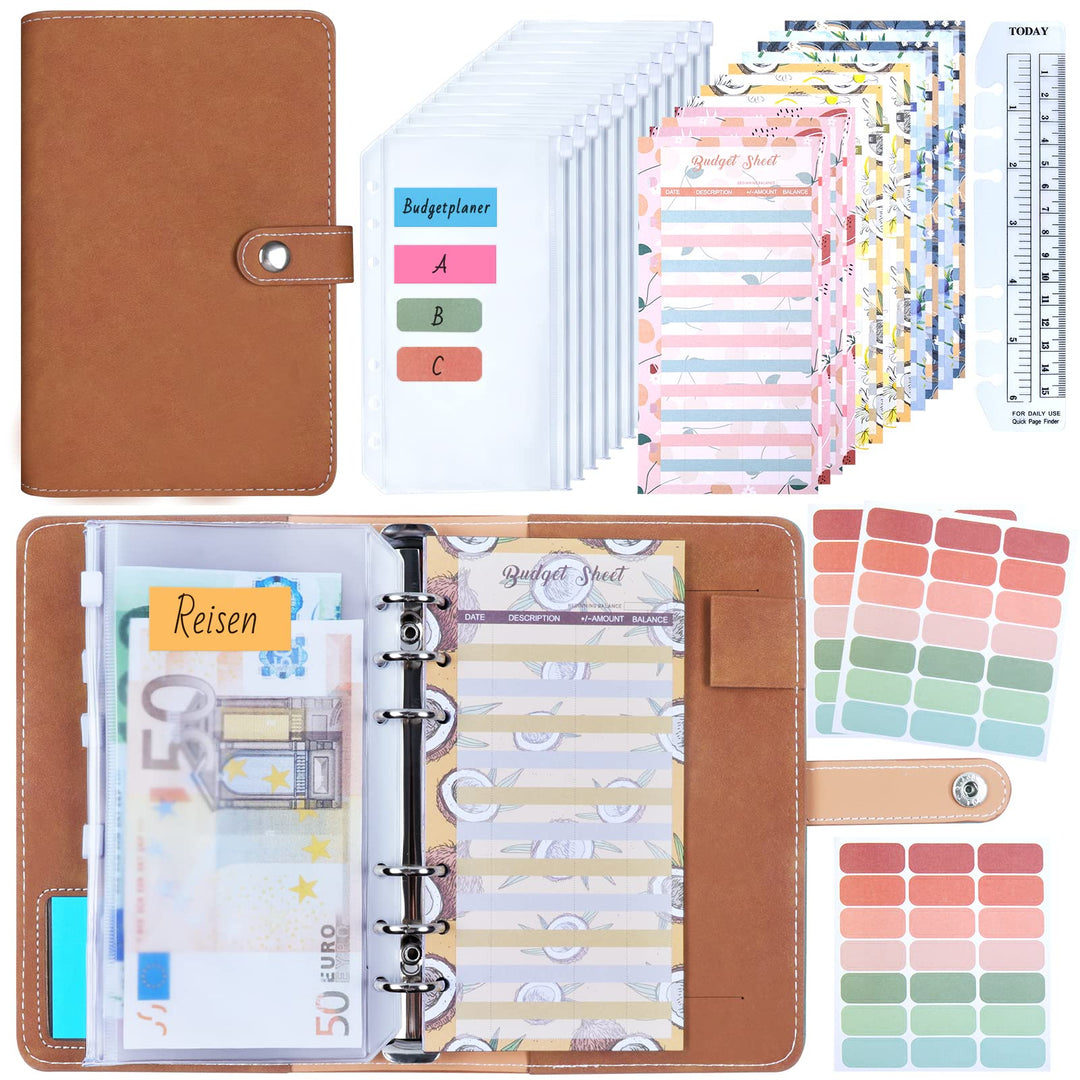 Budget Planner / Binder A6 - ANYUKE Sparchallenge Geldbuch mit Hüllen, Finanzplaner Ringbuch Ordner