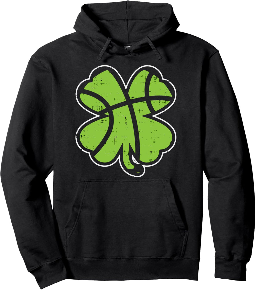Shamrock Basketball Clover St Patricks Day Lucky Sports Gift Pullover Hoodie