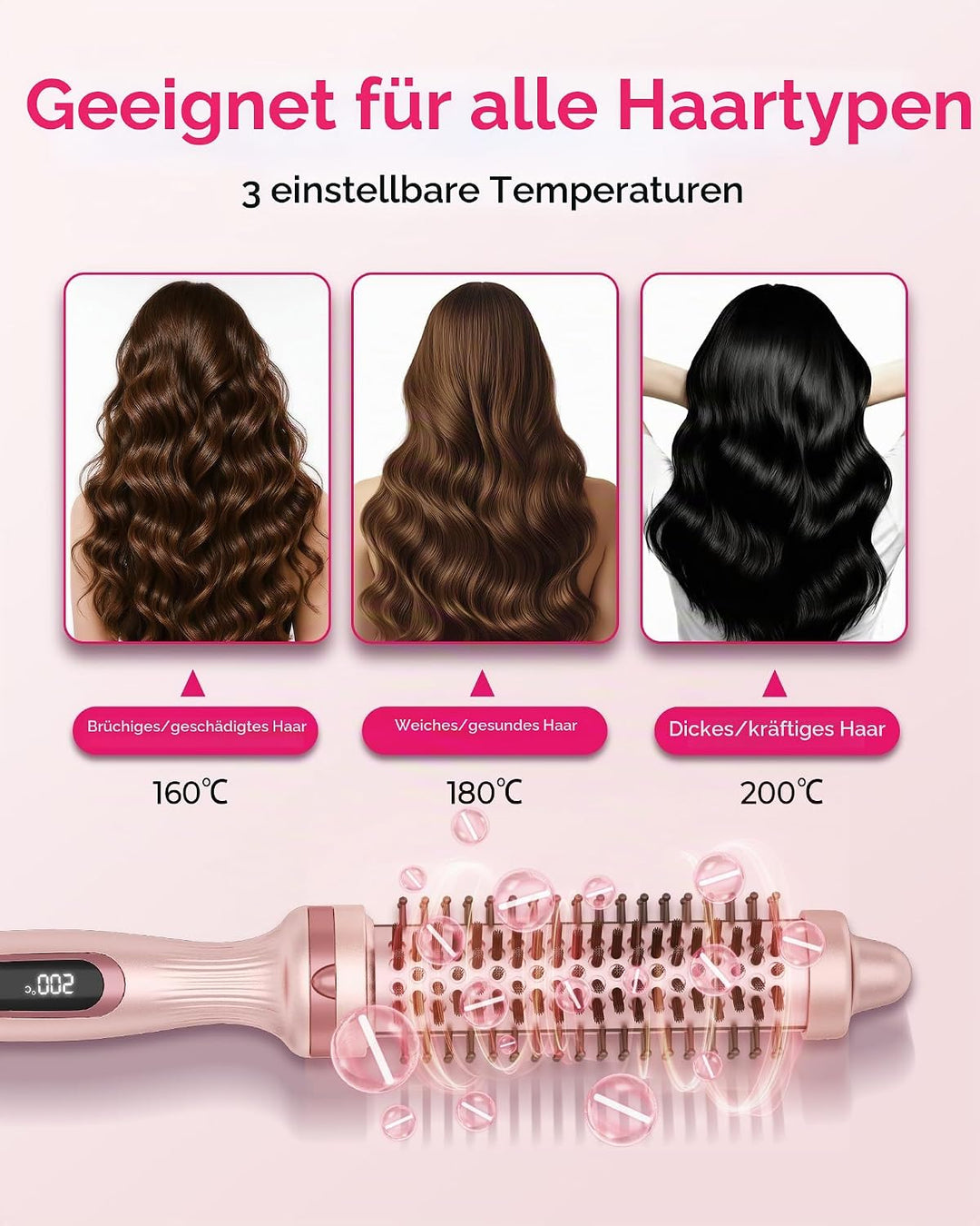 UKLISS Thermobürste 32mm Thermal Brush, Pro Ionische Thermo Rundbürste Lockenbürste [160-200℃], für