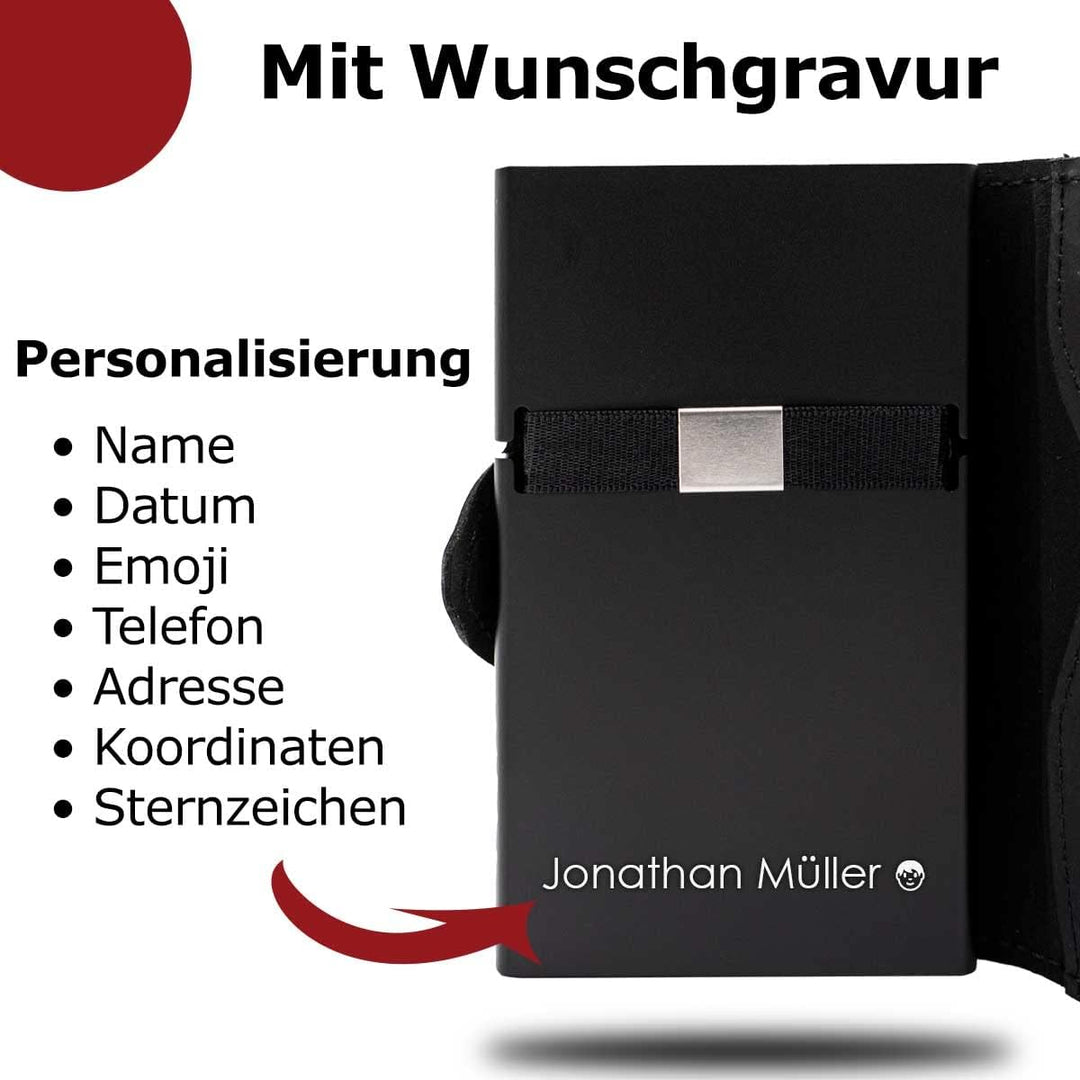 Juwelier Schönerg Peramons Wallet I Cardholder I RFID-Schutz I Echtleder Schwarz I Herren Geldbörse