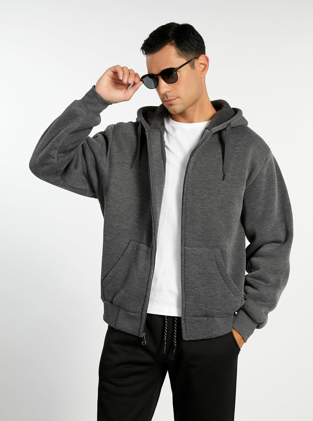 SwissWell Hoodie Herren Reissverschluss Sweatjacke Fleece Kapuzenjacke 3XL 0652-grau, 3XL 0652-grau