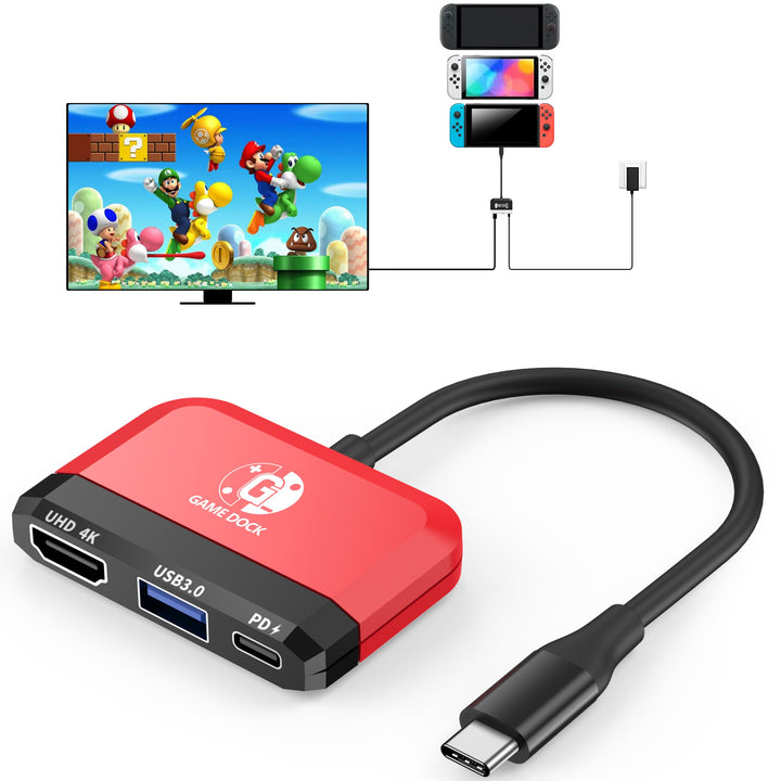 Switch TV Dock für Nintendo Switch/OLED, 3 in 1 Switch Portable Dock mit 4K HDMI, USB 3.0 Port, Type