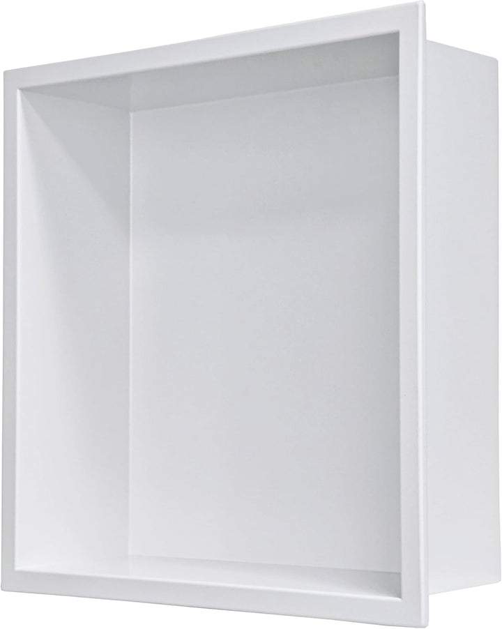 Badezimmer-Wandnischenschrank Weiss 30x30x10 cm, wandmontiertes Waschbecken für Dusche Edelstahl-Auf