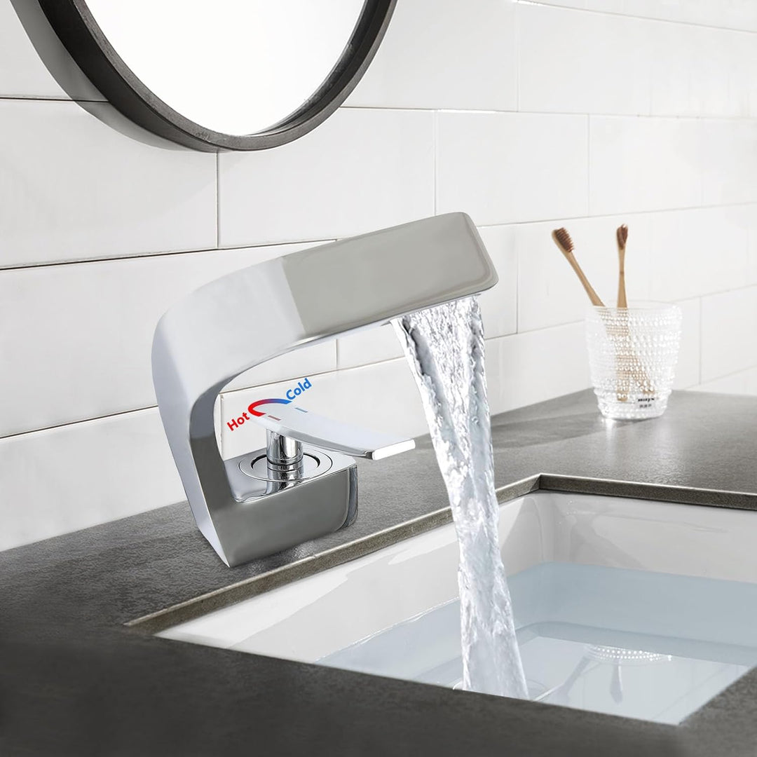 bad wasserfall armatur waschtischarmatur modern Design badezimmerarmatur elegant für Waschtischarmat