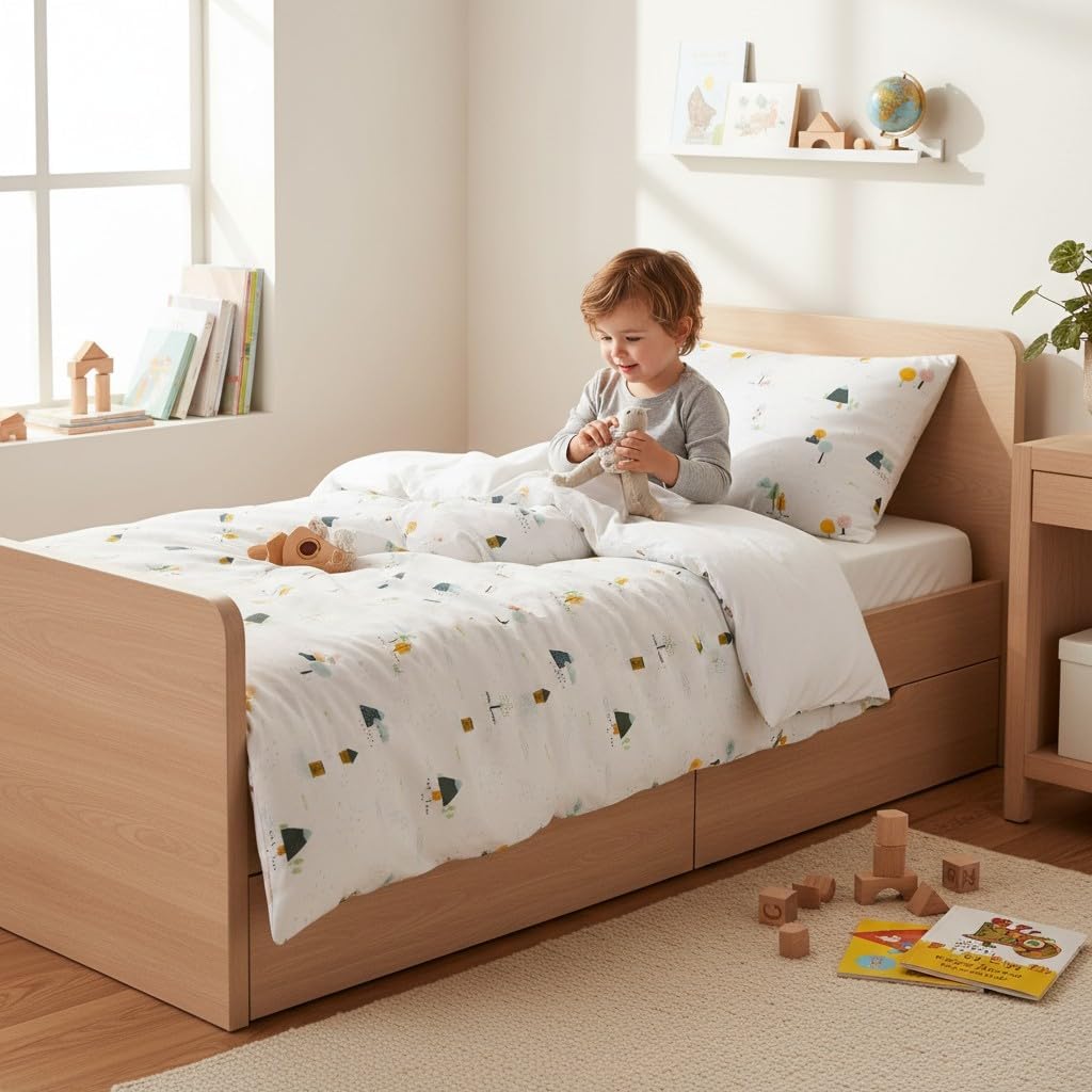 various Wendbare Babybettwäsche-Sets (60 x 120 cm), 100% Baumwolle, bestehend aus Bettbezug und Kiss