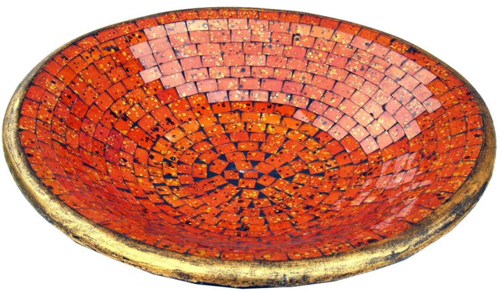 GURU SHOP Runde Mosaikschale, Untersetzer, Dekoschale, Handgearbeitete Keramik & Glas Obst Schale -