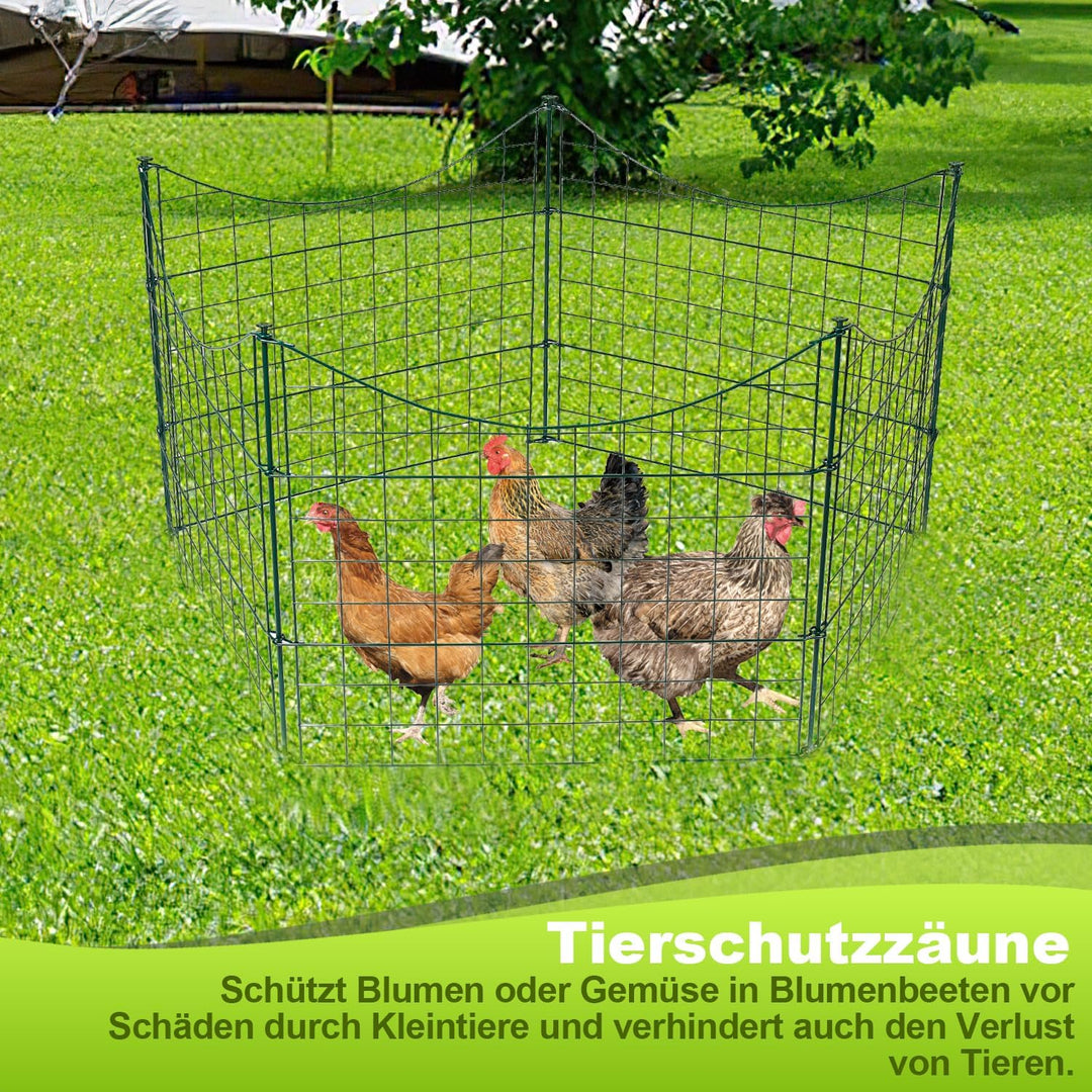 Yakimz Teichzaun Gartenzaun, 11 Stück Set Gitterzaun, Teichzaun Steckzaun Metallzaun - 5 Zaunelement