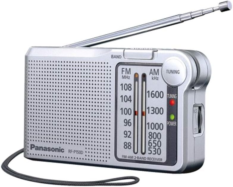 Panasonic RF-P150DEG-S Taschenradio mit Trageriemen, Batteriebetrieb silber Single, Single