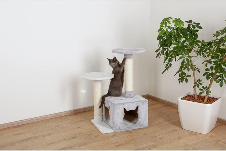 Kerbl Pet Kratzbaum Saphir Light, Für kleine bis mittelgrosse Katzen, Mit Sisalsäulen/Häuschen/Spiel