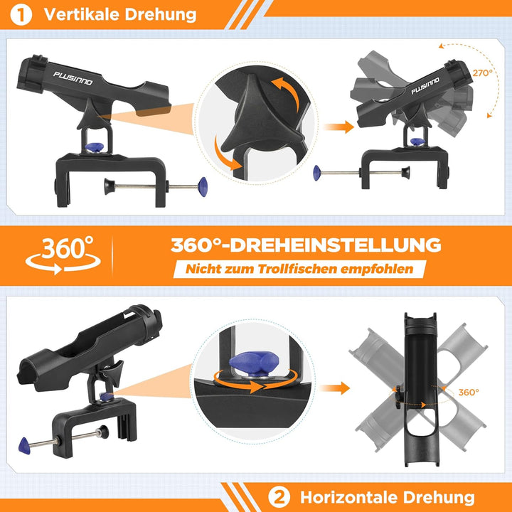 PLUSINNO Angelrutenhalter für Boote, Angelausrüstung mit vergrössertem Clip, innovatives Design in D