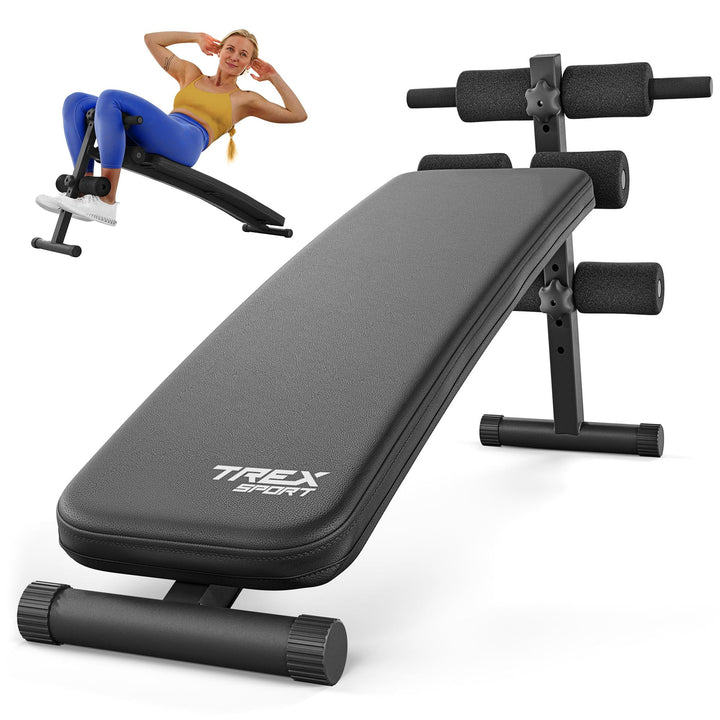 TREX SPORT TX-050B Sit Up Bank klappbar | Schrägbank | Bauchtrainer & Rückentrainer für zuhause