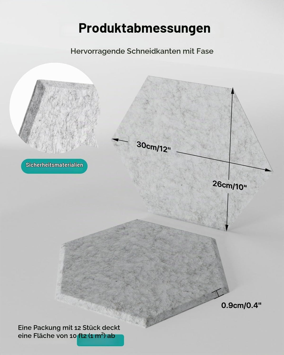 Hexagon Akustikplatten Selbstklebend Soundsbay 12 Stück Schallschutzplatten Hohe Dichte Akustik Pane