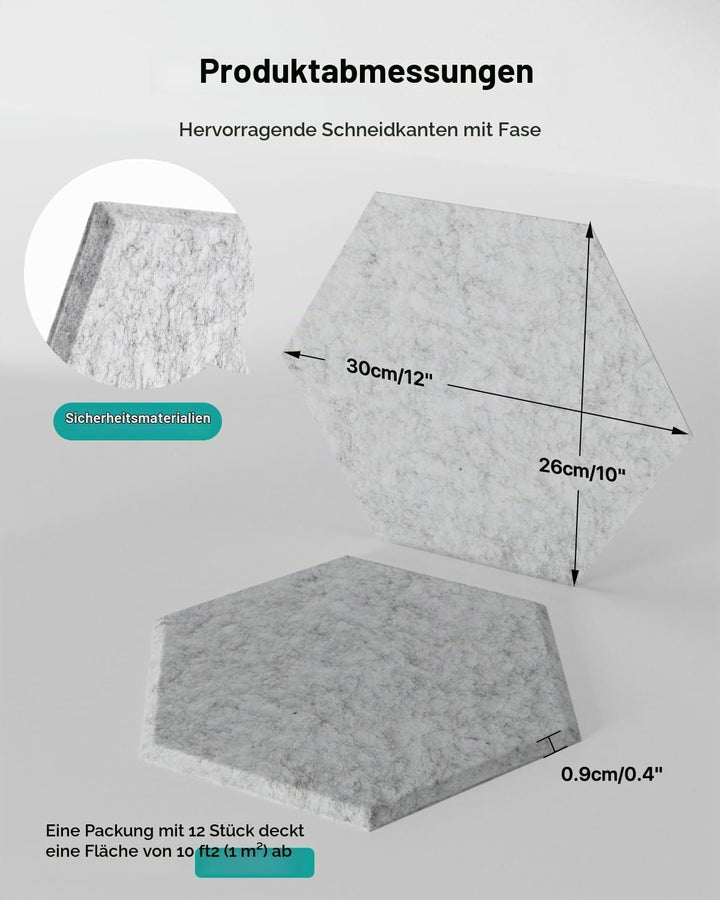 Hexagon Akustikplatten Selbstklebend Soundsbay 12 Stück Schallschutzplatten Hohe Dichte Akustik Pane