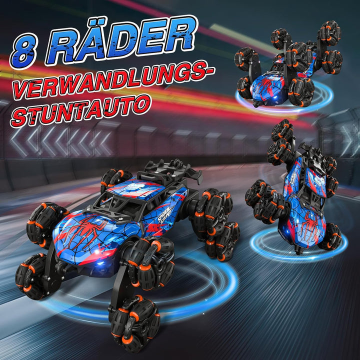 Ferngesteuertes Auto ab 6-12 Jahre,RC Drift Auto mit 360° drehbar,LED Leuchten,Musik und Spray, 8WD