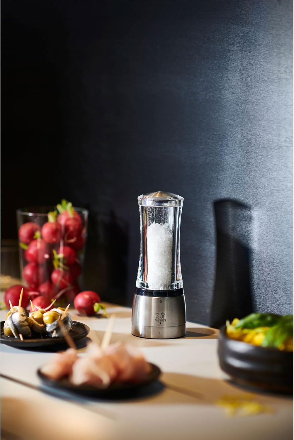 Peugeot Daman Manuelle Salzmühle, Mahlgradeinstellung u'Select, Acryl/Edelstahl, Transparent/Silber,