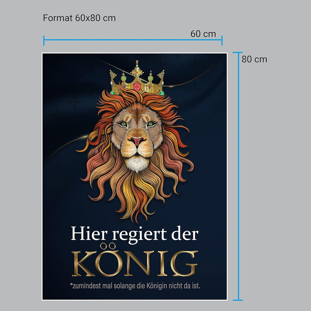 wandmotiv24 Poster als Wanddeko, Grösse 80x60cm, Hier regiert der König, Löwe, Königin, Afrika, Tier