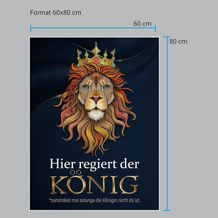 wandmotiv24 Poster als Wanddeko, Grösse 80x60cm, Hier regiert der König, Löwe, Königin, Afrika, Tier