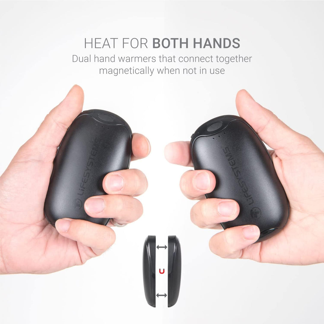 Lifesystems Rechargeable Twin-Pack Dual-Palm Hand Warmers with Power Bank Functionality, USB & USB C