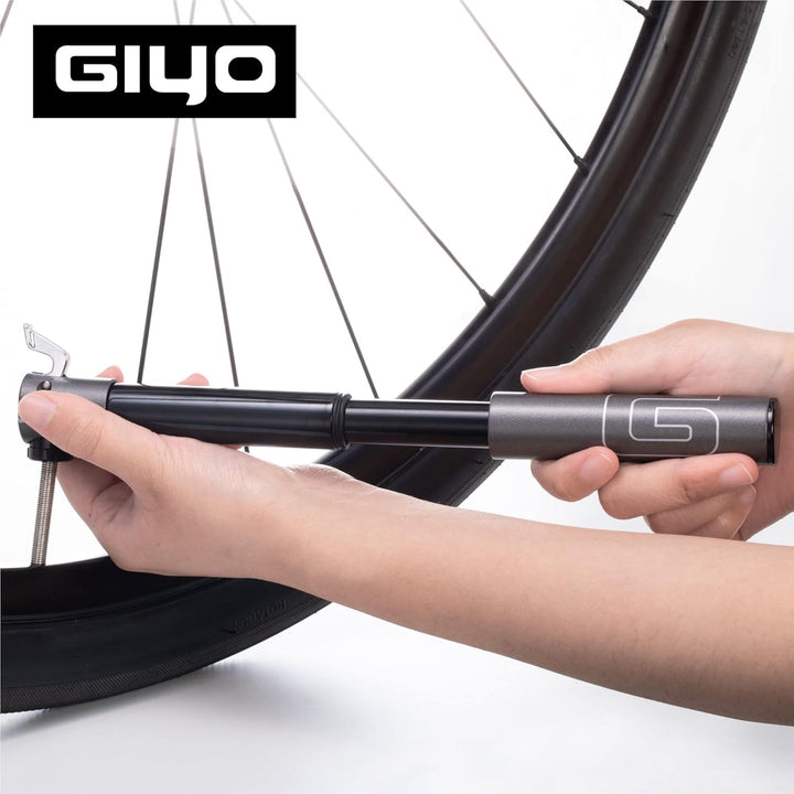 GIYO Super Micro Fahrradreifenpumpe, aus Metall, kleinste Pumpe, erhältlich mit Teleskoppumpe für MT