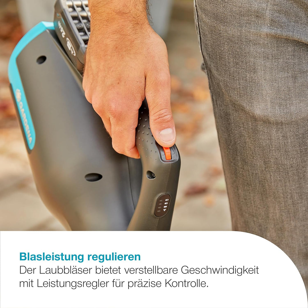 Gardena PowerJet 18V P4A Ready-to-Use Set: leistungsstarke Akku-Bläser für effektives und schnelles