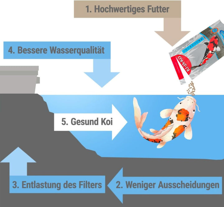 Spirulina Plus farbverstärkendes Carotinoid-reiche Koi Fischfutter 1 kg / 6mm - mit Capsanthin und A