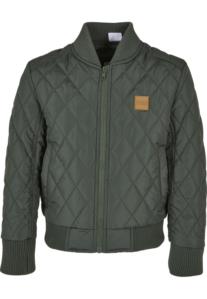 Urban Classics Jungen Boys Diamond Quilt Nylon Jacket Jacke 134-140 olive, 134-140 olive