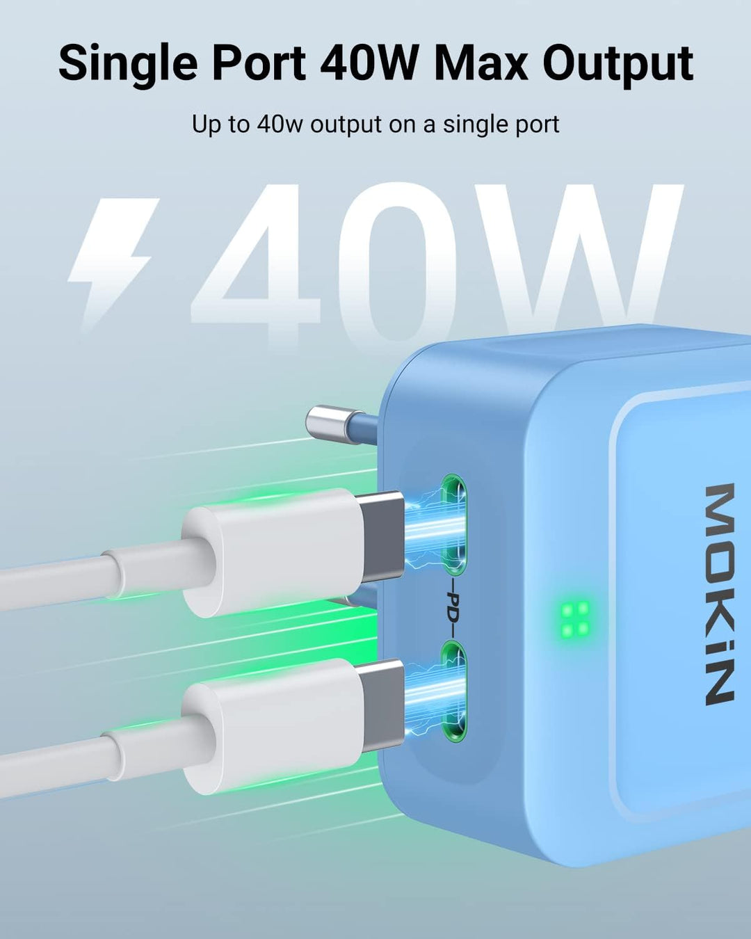 MOKiN 40W USB C Ladegerät Flach, Dual Port USB C Netzteil GaN, PD 3.0 PPS Ladestecker USB C Schnelll