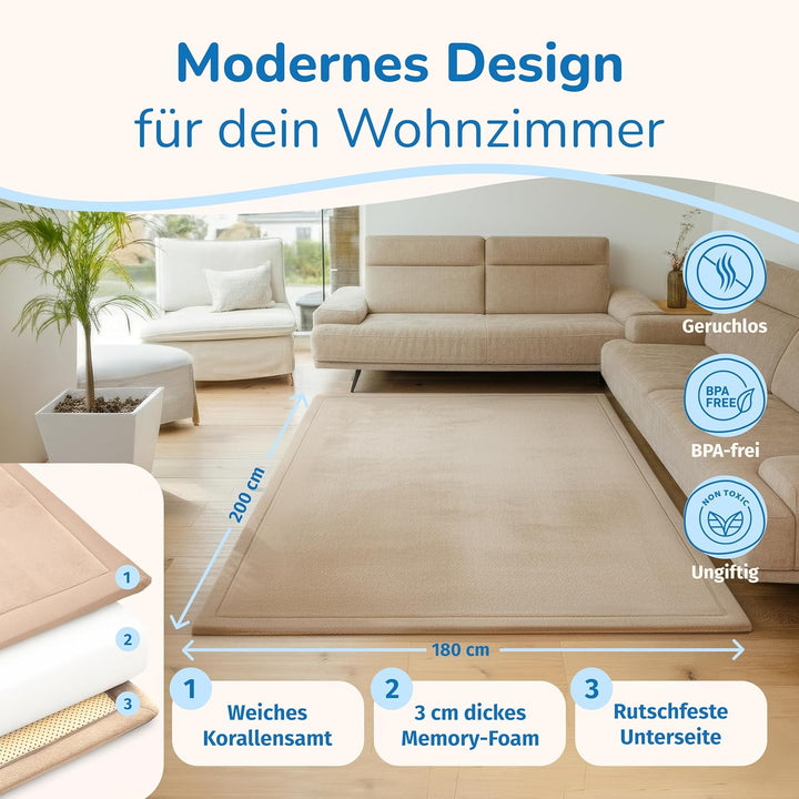 Krabbelmatte Baby - kuschelig weich - 3cm Dicke Spielmatte - schützt vor Stössen - Teppich Kinderzim