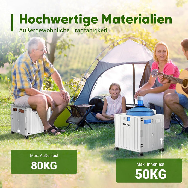 LDHTHOPI Einkaufstrolley klappbar 65L,MAX 50KG Trolley mit Teleskopgriff,4 Zerlegbaren Drehbaren Räd