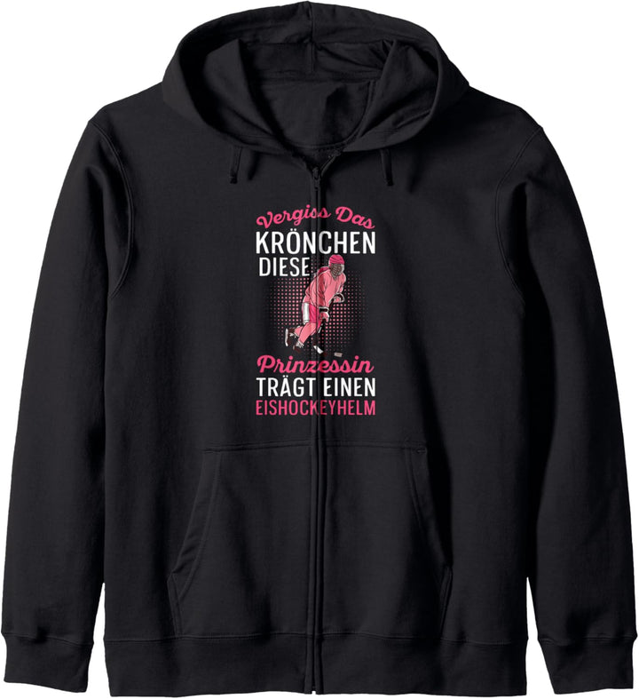 Eishockey Diese Prinzessin Trägt Einen Eishockeyhelm Kapuzenjacke