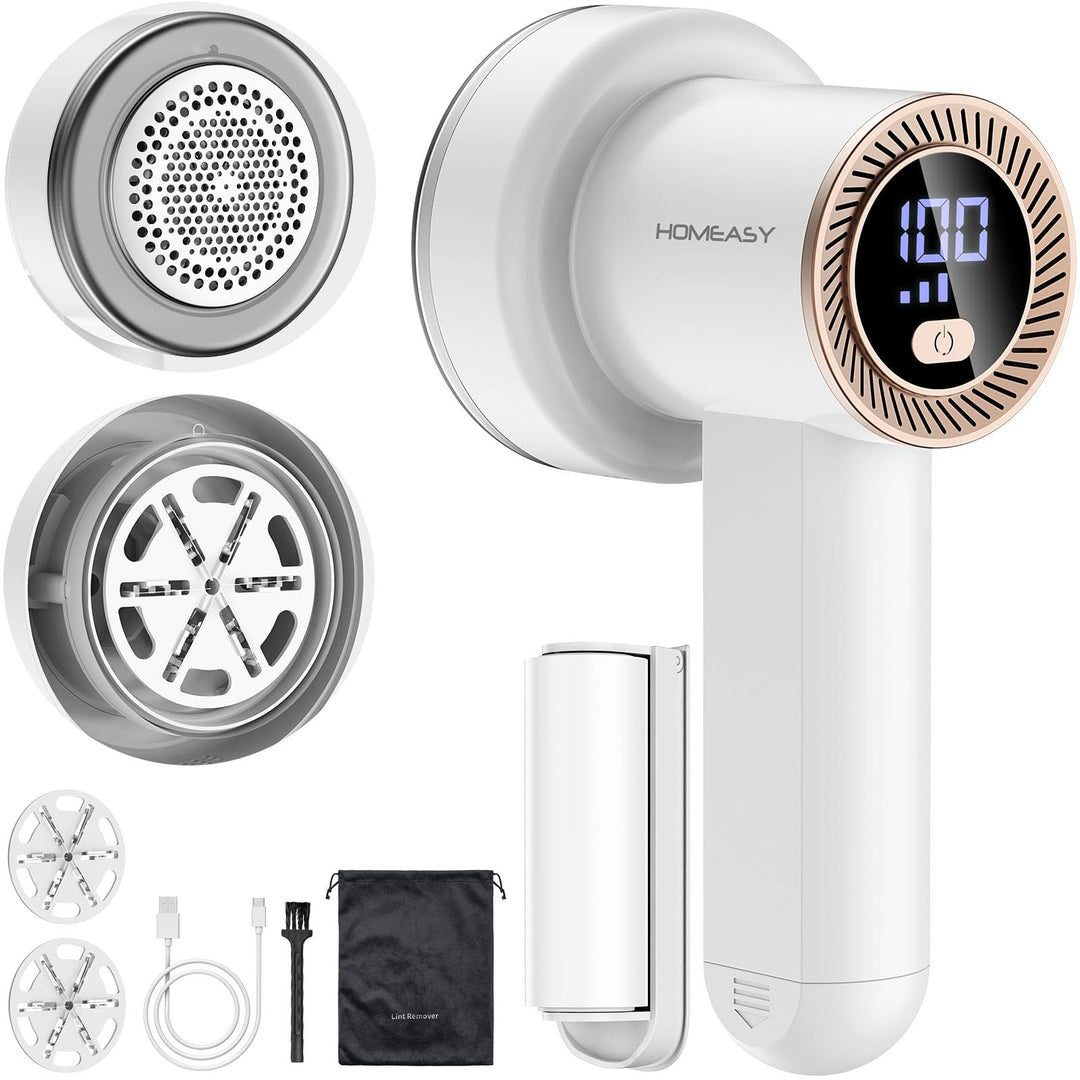 Fusselrasierer Elektrisch Tragbar Fusselentferner Aufladbar Fusselfräse LCD Anzeige mit 6 Klingen Ko