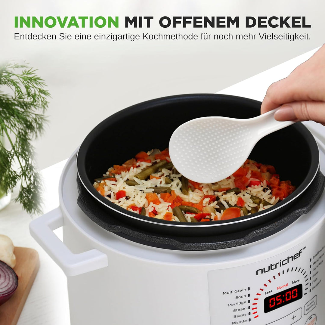 NutriChef Multikocher 5,7 L Elektrischer Schnellkochtopf, 12 Programme, Digitaler Druckkocher mit LC