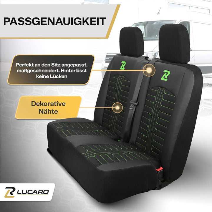 LUCARO Sitzbezüge Auto für Mercedes Sprinter 3 ab 2018 - Sitzbezügesets 1+2 - Auto Sitzbezüge Schwar