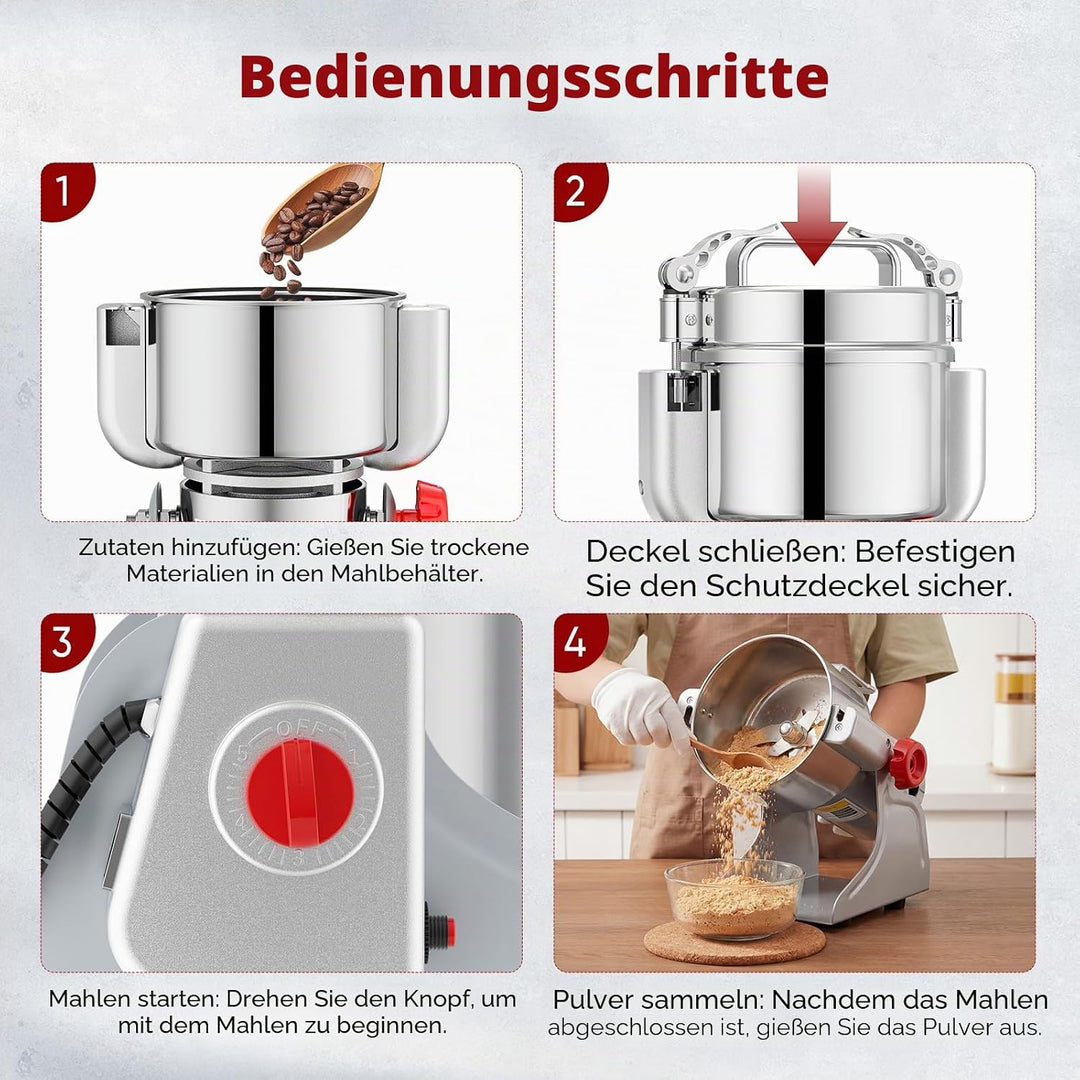 Tragbare Getreidemühle 220 V,Zum Mahlen schütteln,Hochgeschwindigkeits Schleifmaschine Mehl Pulver,D