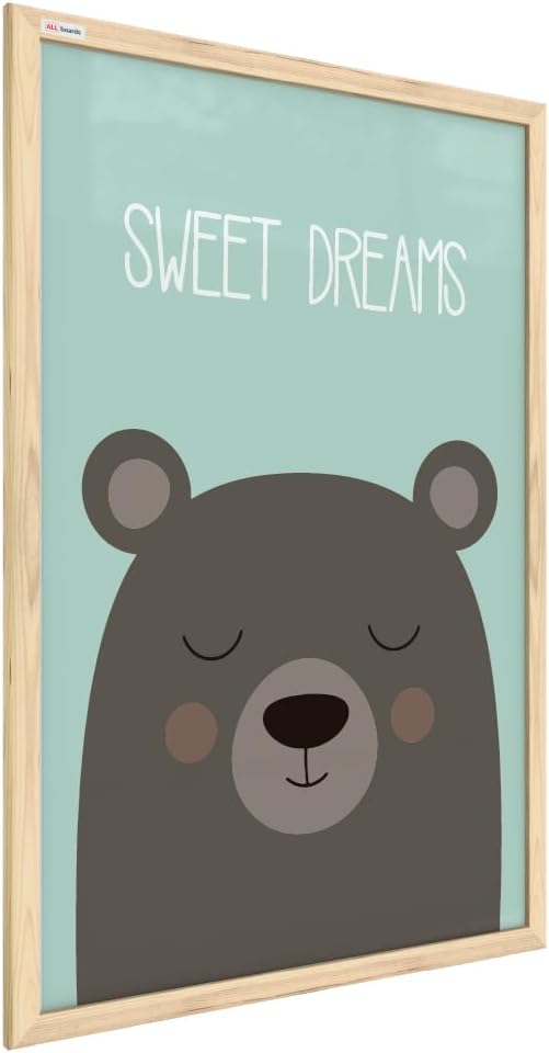 ALLboards Whiteboard Schreibtafel Memoboard Bild Teddybär „Sweet Dreams“, Pastellfarben, 60x40cm im