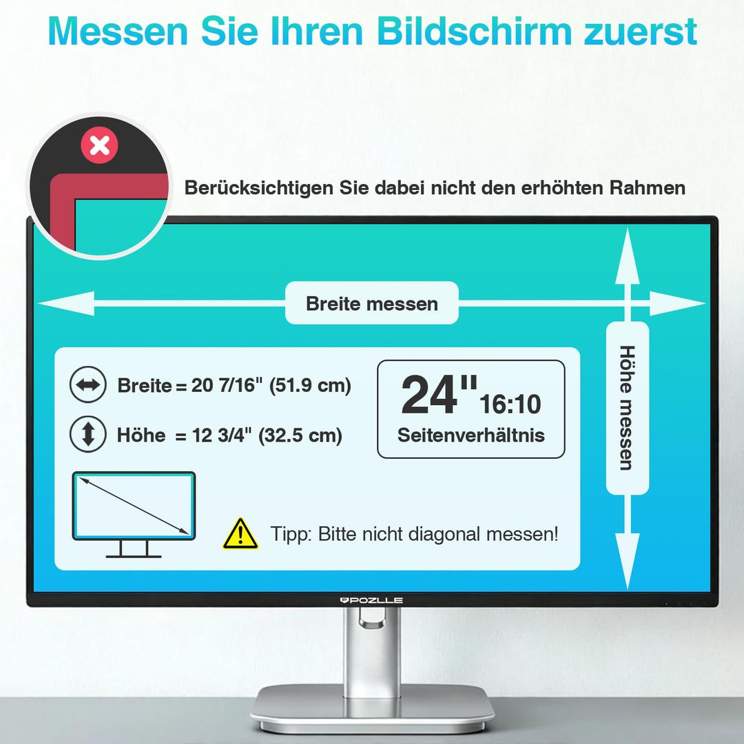 Pozlle 24-Zoll-Computer-Sichtschutzschild für 16:10-Breitbild-Desktop-Monitor - Blendfreie Blaulicht