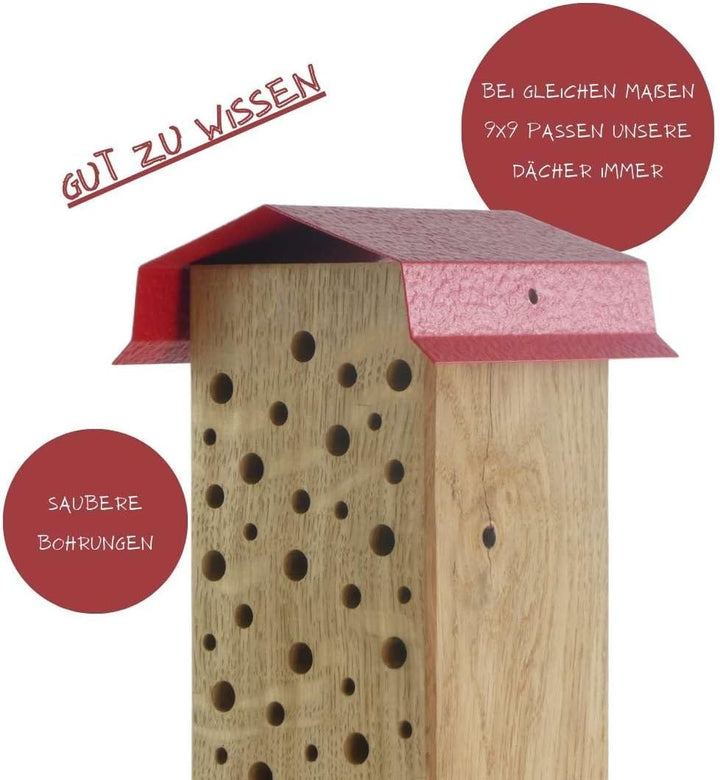 Bienenhotel Stamm Insektenhotel Wildbienen Eiche Massivholz Hartholz Wildbienenhotel Nisthilfe Biene