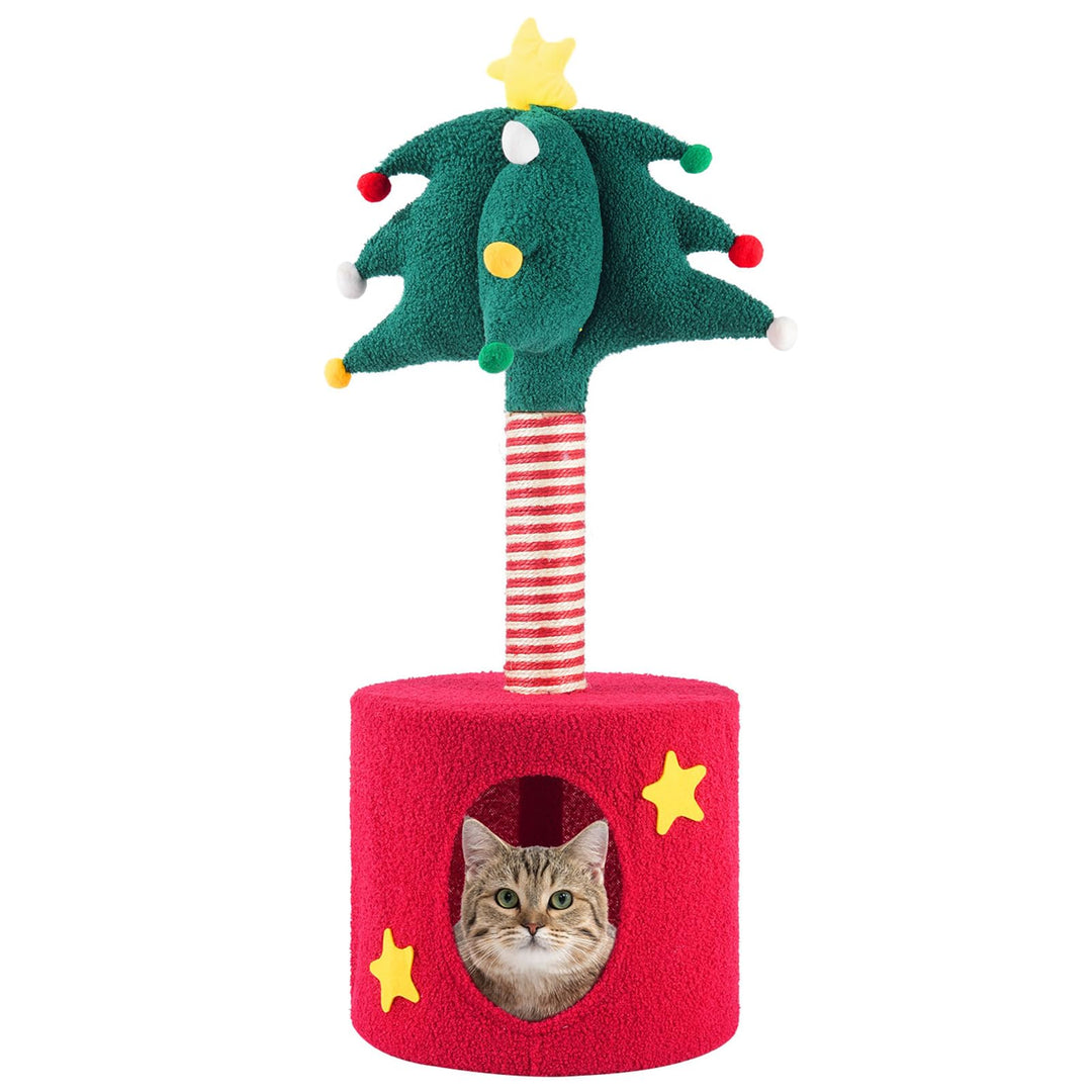Kratzsäulen für Katzen Kratzbaum mit Dekorativem Weihnachtsbaum Katzenkratzbaum mit Katzenhöhle Inte