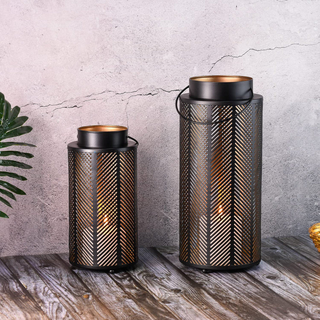 Marrakesch 2er Set Gartenwindlicht Windlicht 33 cm und 25 cm | Windlichter für Draussen Arvid gross
