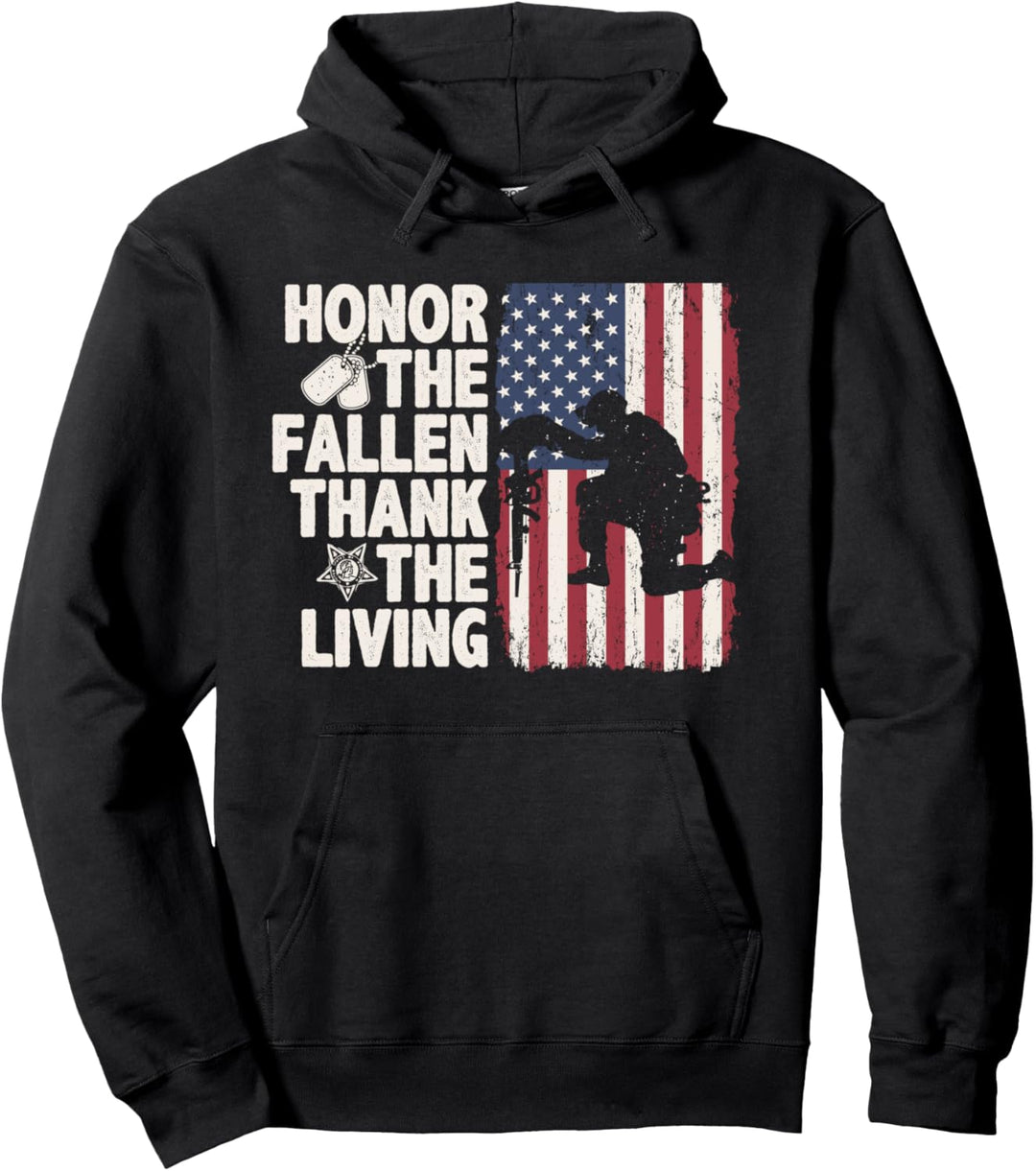 Veteran Honor The Fallen Thank Living Memorial Day Patriotic Pullover Hoodie