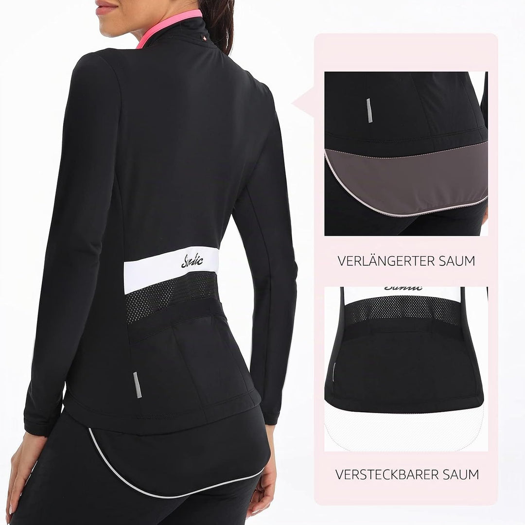 Santic Fahrradjacke Damen Winter Thermo Jacken Winddichte Laufjacke Leichte Atmungsaktiv Langarm Ref