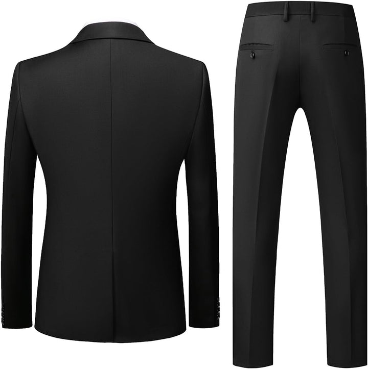 Allthemen Anzug Herren 2 Teilig Slim Fit Hochzeitanzug EIN Knopf Smoking Anzüge Sakko Hose S Schwarz