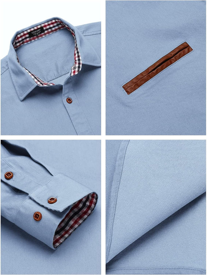 COOFANDY Herren Hemd Langarm Jeanshemd Denim Shirt Kent-Kragen Langarmhemd Cowboy-Style Freizeit Hem
